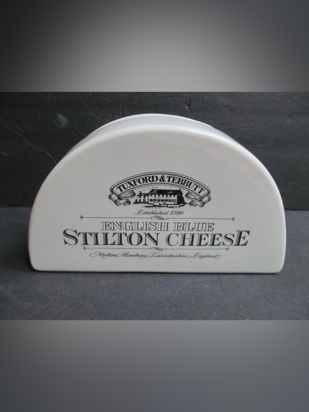 Tuxford & Tebbutt Stilton Cheese Vintage Ceramic Dish half moon